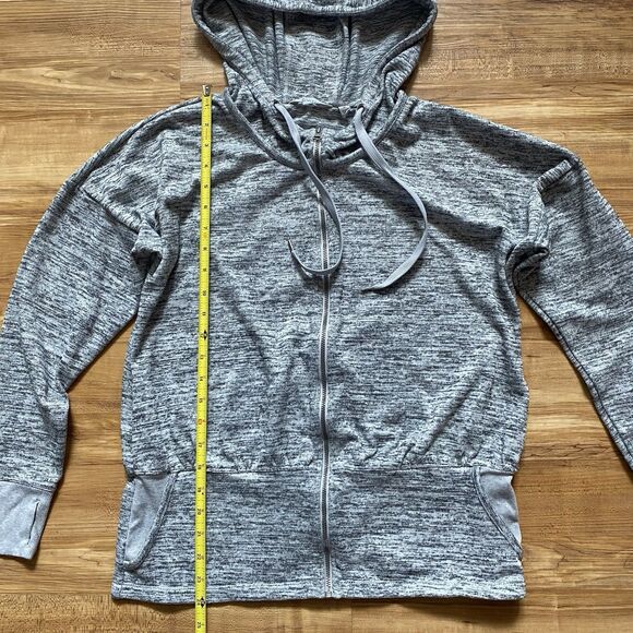 ATHLETA M Gray Batwing & Robin Full Zip Track Jacket Hoodie Athleisure Outdoor - Picture 16 of 16